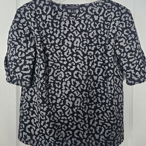 Banana Republic Black and Gray Animal Print Blouse
